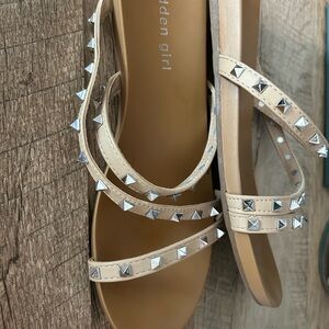 Women's Cream Studded Sandals